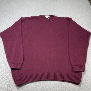 Eddie Bauer Sweater Mens XLT Tall Purple Cotton Knit Crewneck‎ Pullover Warm